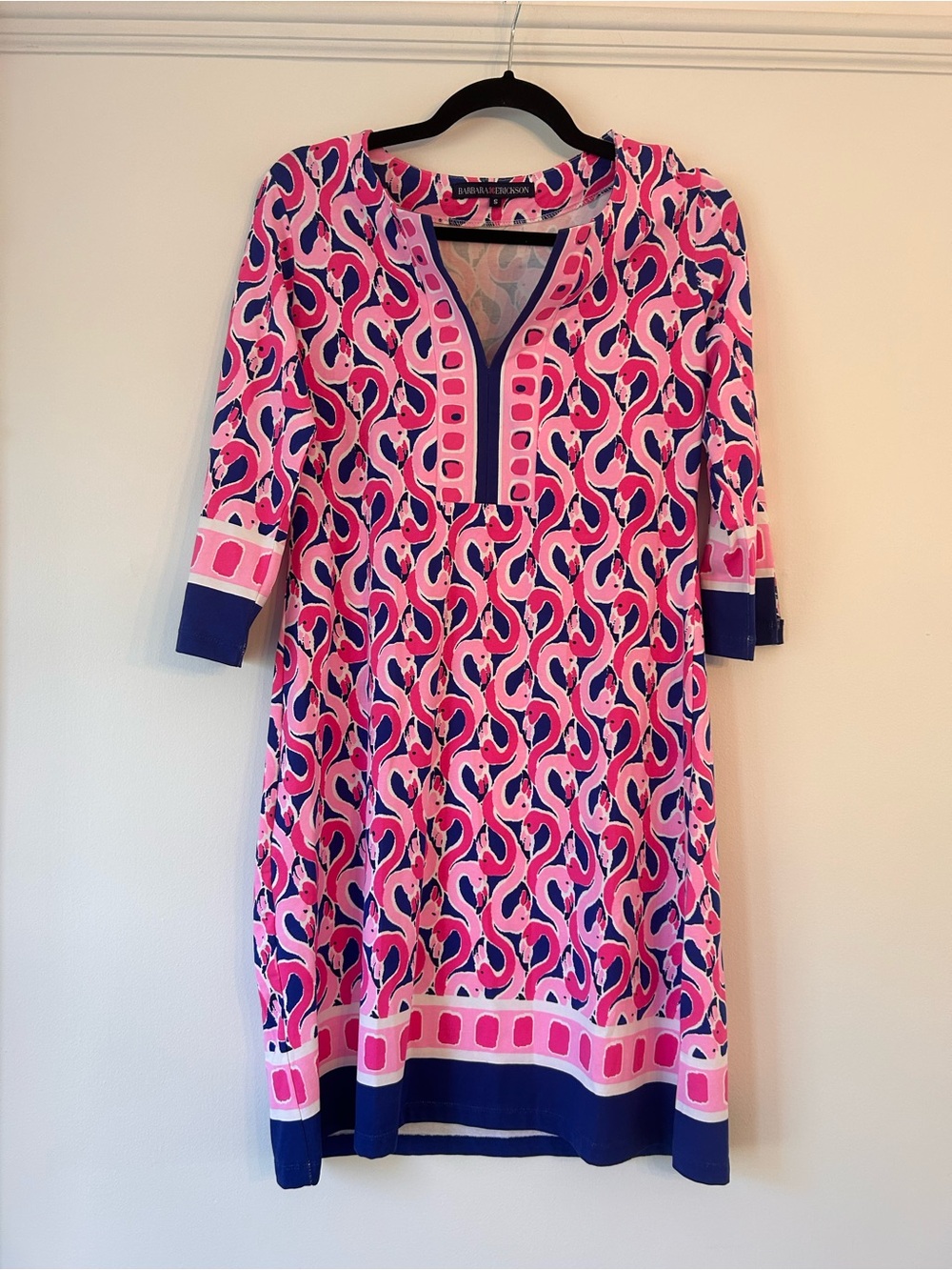 Vibrant Pink & Navy Printed Mini Dress